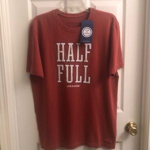 Life is Goodbye Crew Neck -  Half Full - Short Sleve Sleeve Shirt Red Medium